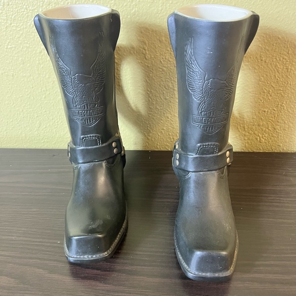 Pair of Harley-Davidson💥1998~LIMITED EDITION💥Collectible Black Boot Stein Mugs - Picture 4 of 10